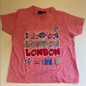 Girls London Graphic glitter Short Sleeve Tee Pink